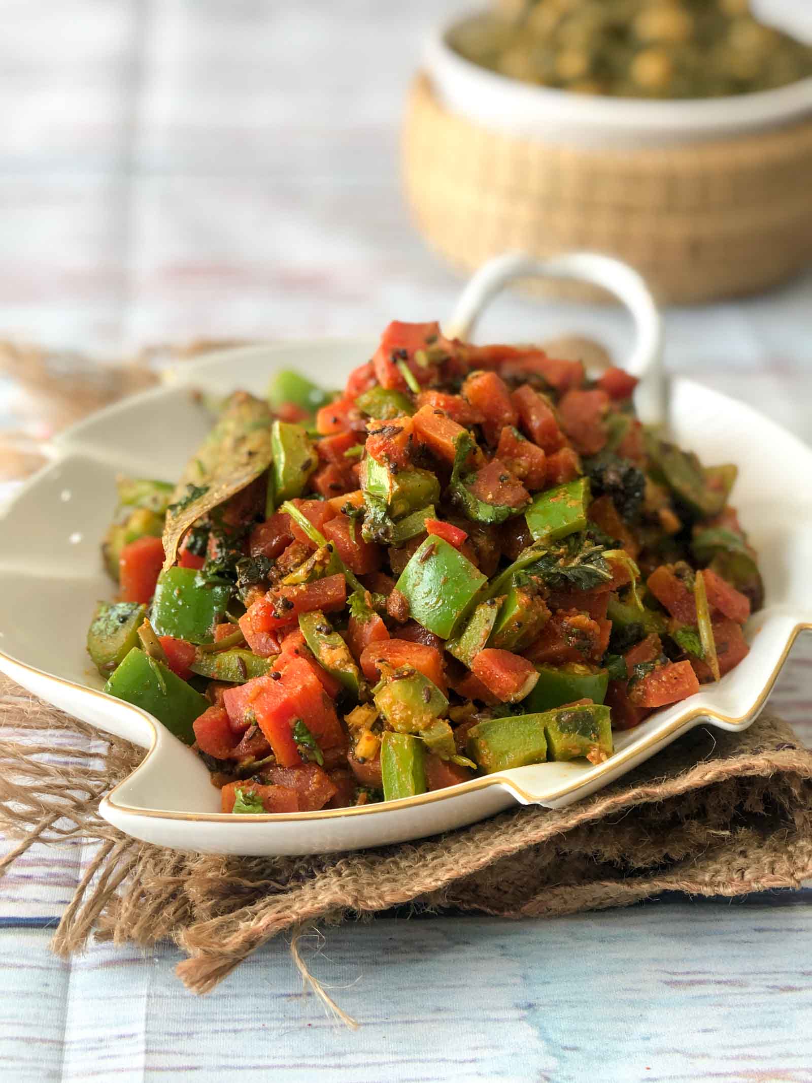 Carrot & Capsicum Sabzi Recipe - No Onion No Garlic