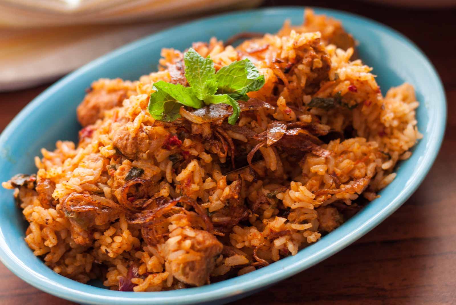 Andhra Style Vegetarian Biryani with Soya Chunks Recipe